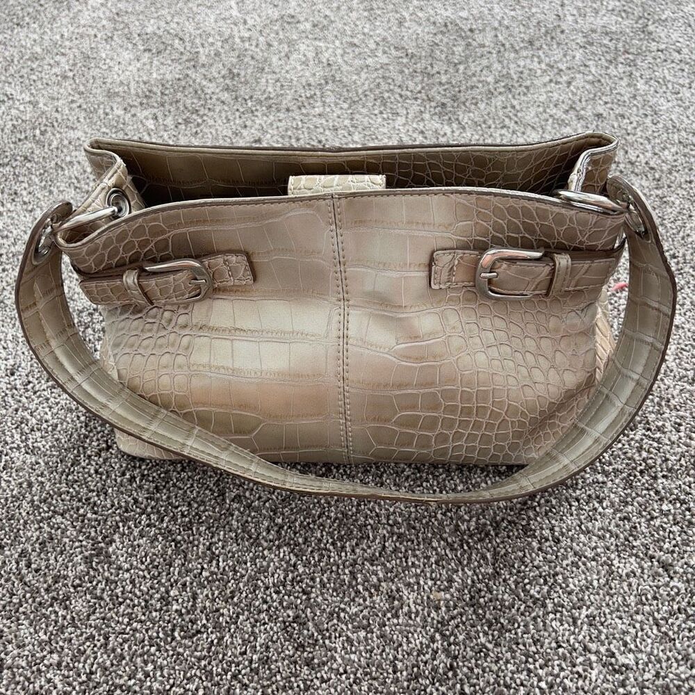 TOMMY HILFIGER WOMENS SHOULDER BAG FAUX CROCODILE EMBOSSED